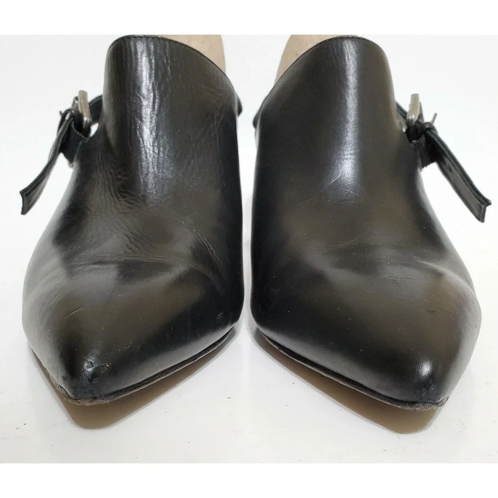 Belle Sigerson Morrison Womens 9.5 Black Leather Shootie Shoes Mule Witchy Heel